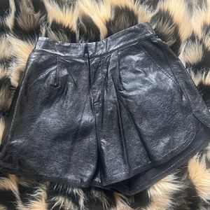 Black Pleather Grey Lab Shorts